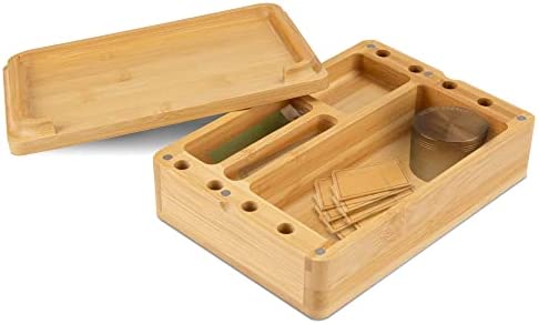 Rolling Tray Stash Box with Magnetic Suction - Plenty of Storage Space to Organise Herbal Accessories is Organised Neatly in Each Compartment
