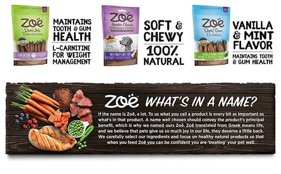 Zoe dog treats, dog chews, rawhide, rawhide alternative, dental bone for dog, dental treat for dog