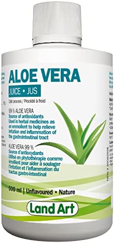 Pure Aloe Vera Juice Unflavoured 500 ml - Cold-Processed – from Organic Fresh Leaves – for Intestinal Issues – Made In Canada