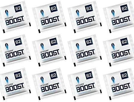 Integra Boost 8g Humidiccant Pack 62% (12 pack) - 2-Way Humidity Control Packs - Includes Replacement Indicator Cards