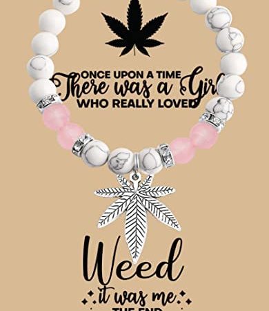 MAOFAED Weed Gift Weed Charm Bracelet There Was A Girl Who Really Loved Weed Smoker Gift