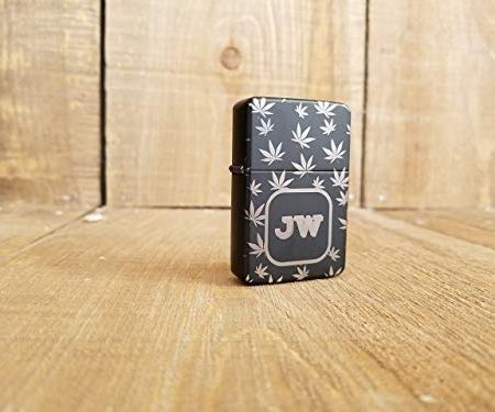 Marijuana Engraved Black Lighter